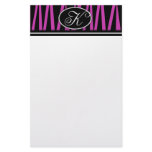 Hot Pink Zebra Stripes Monogrammed Stationery