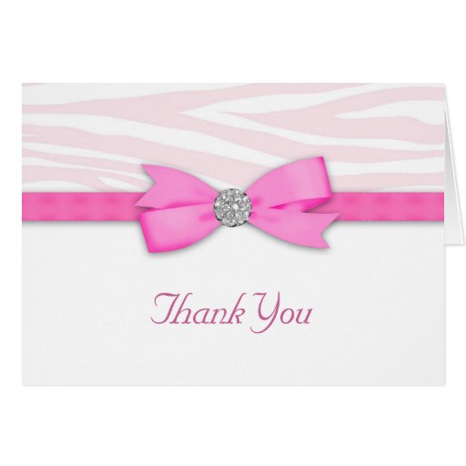 Hot Pink Zebra Thank You Cards Zazzle