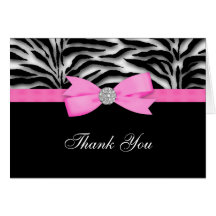 Hot Pink Zebra Thank You Cards