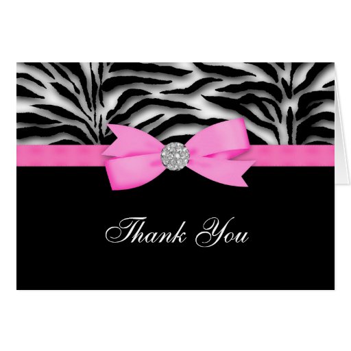 Hot Pink Zebra Thank You Cards Zazzle