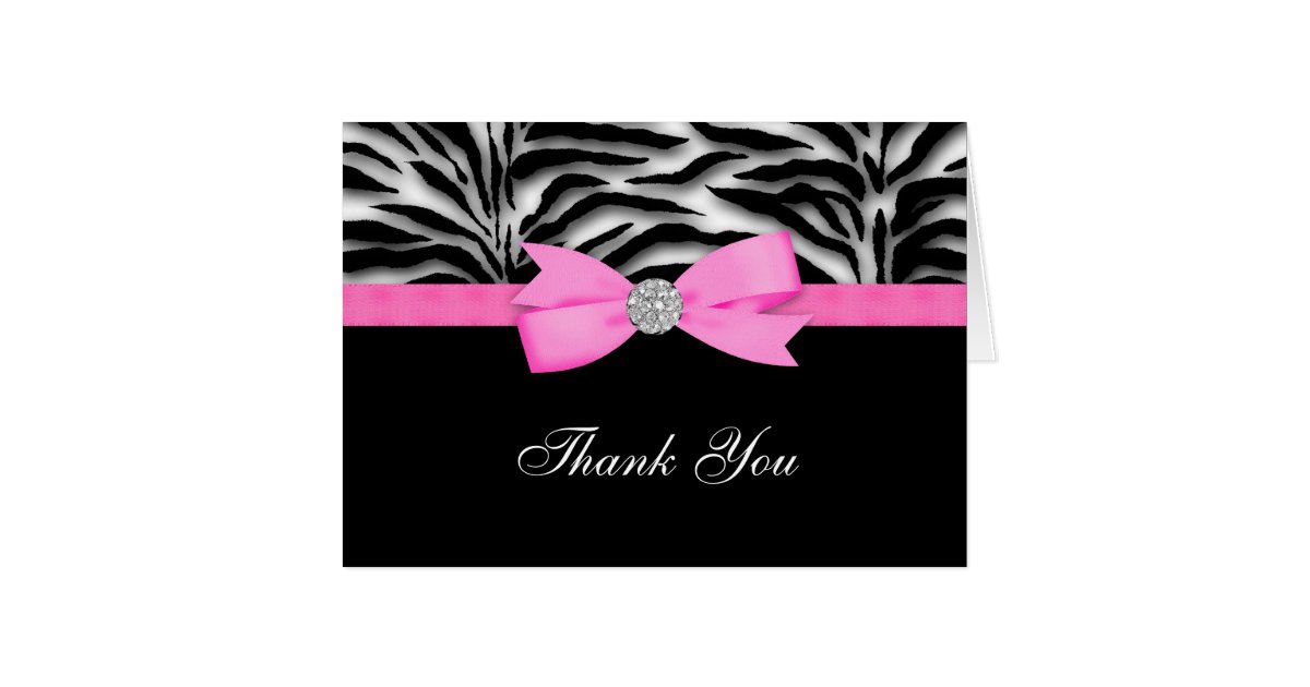 Hot Pink Zebra Thank You Cards Zazzle