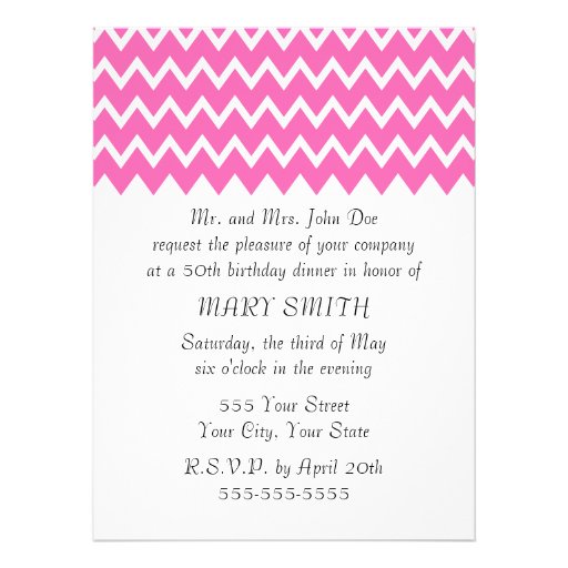 Hot Pink Zigzag Pattern Personalized Invites