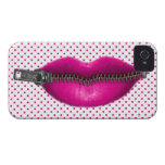 hot pink zipped lips on polka dots iphone 4 case