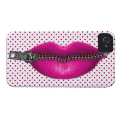 hot pink zipped lips on polka dots iphone 4 case Casemate_case