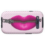 hot pink zipped lips on polka dots galaxy SIII case
