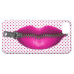 hot pink zipped lips on polka dots iPhone 5C covers
