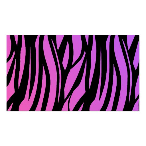 Hot Purple/Pink Zebra Stripes Monogram Business Card Template (back side)