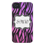 Hot Purple/Pink Zebra Stripes Monogram casemate cases