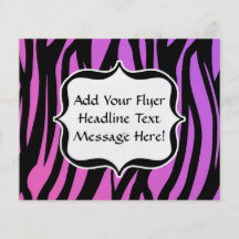 Hot Purple/Pink Zebra Stripes Monogram Flyers