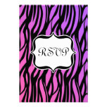 Hot Purple/Pink Zebra Stripes Monogram Custom Invitation