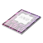 Hot Purple/Pink Zebra Stripes Monogram Memo Note Pad