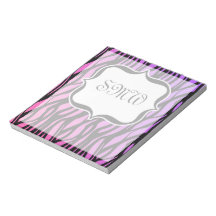 Hot Purple/Pink Zebra Stripes Monogram Memo Note Pad