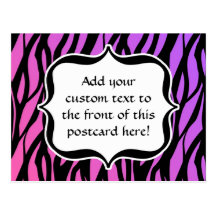 Hot Purple/Pink Zebra Stripes Monogram Post Cards