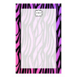 Hot Purple/Pink Zebra Stripes Monogram stationery
