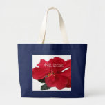 Hot Red Hibiscus Tote Bags