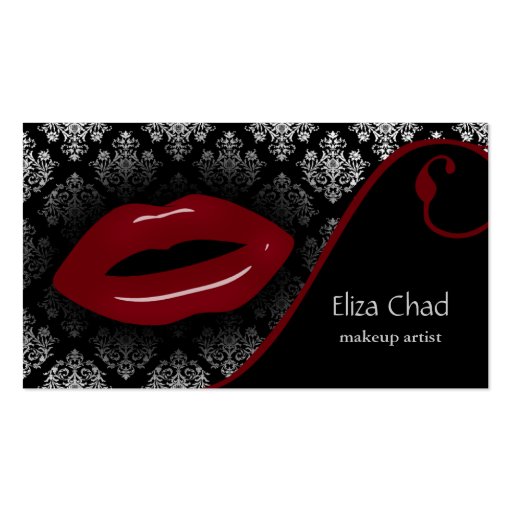 hot red Makeup artist Business Cards (front side)