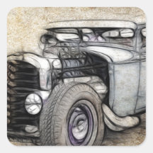 Hot Rod Coupe Square Sticker