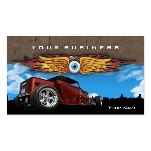 Hot Rod Earthmonster Business Card Template (front side)