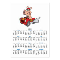 hot rod hog pig racing in car cartoon business card templates