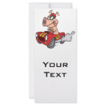 hot rod hog pig racing in car cartoon custom rack card