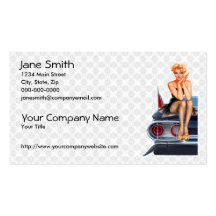 Hot Rod Pin Up Girl Business Card Templates