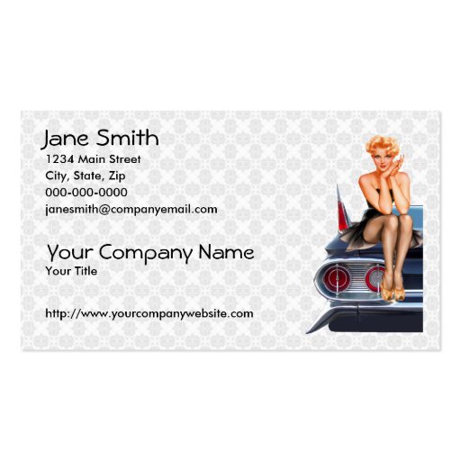 Hot Rod Pin Up Girl Business Card Templates (front side)