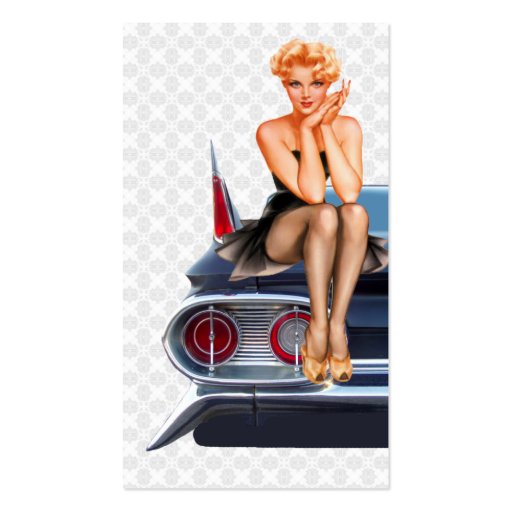 Hot Rod Pin Up Girl Business Card Templates (back side)