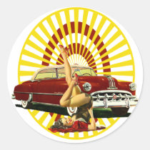 Hot Rod Pin Up Girl stickers