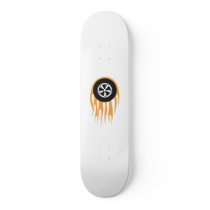 Hot rod wheel with flames skateboards