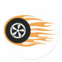 Hot rod wheel with flames stickers