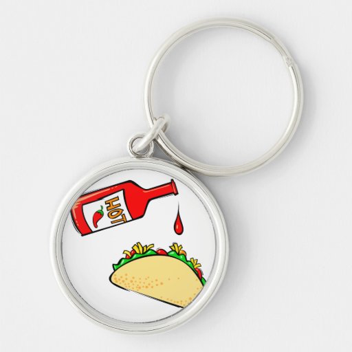 Hot sauce dripping on taco keychain Zazzle