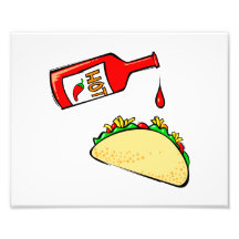 Hot sauce dripping on taco photo