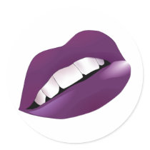 Hot Sexy Full Color Female Lips Mouth Round Sticker