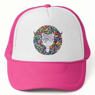 Hot Steer Skull Tattoo Design Hat for chicks by jaceyevans