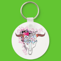 Hot Steer Skull Tattoo KeyChain