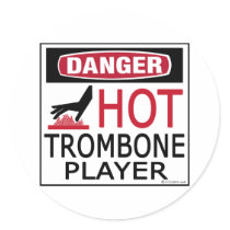 Hot Trombone Player Round Sticker