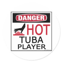 Hot Tuba Player Round Stickers