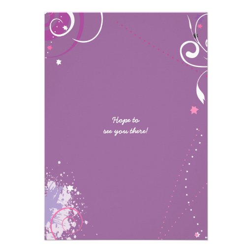 Hot Violet Swirls Stars Bat Mitzvah Invitation