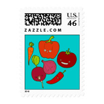 Hot & Zesty Vegetables Doodle Art Postage postage