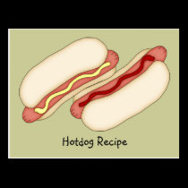 Hotdog Recipe Card postcards