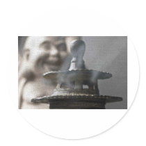 Hotei Buddha and Incense Round Sticker
