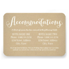 Hotel Accommodation Card | Kraft Brown
