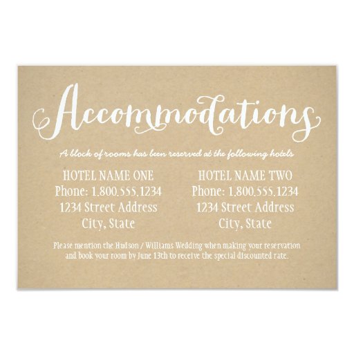 how to write hotel information for wedding invitations hotel accommodation card kraft brown 3 5 quot x 5 how to write hotel information for wedding invitations hotel accommodation card kraft brown 3 5 quot x 5