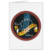 Hotel Excelsior Valencia Espana Luggage Label cards by vintagegiftmall Hotel Excelsior Valencia Espana Luggage Label cards