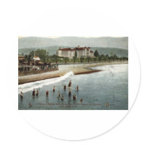Hotel Potter, Santa Barbara CA, 1908 Vintage Round Sticker