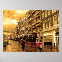 Hotel Row -- Amsterdam in November SEPIA Poster