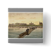 Hotels and beach, Borkum, Schleswig-Holstein, Germ Pinback Buttons