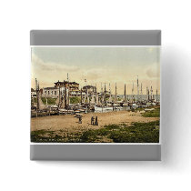 Hotels and inland harbor, Busum, Schleswig-Holstei Pinback Buttons