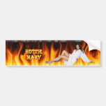 Hottie Mary fire and flames red marble. Bumper Sticker