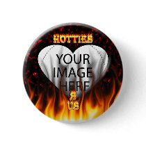 Hotties R Us fire and flames red marble. buttons